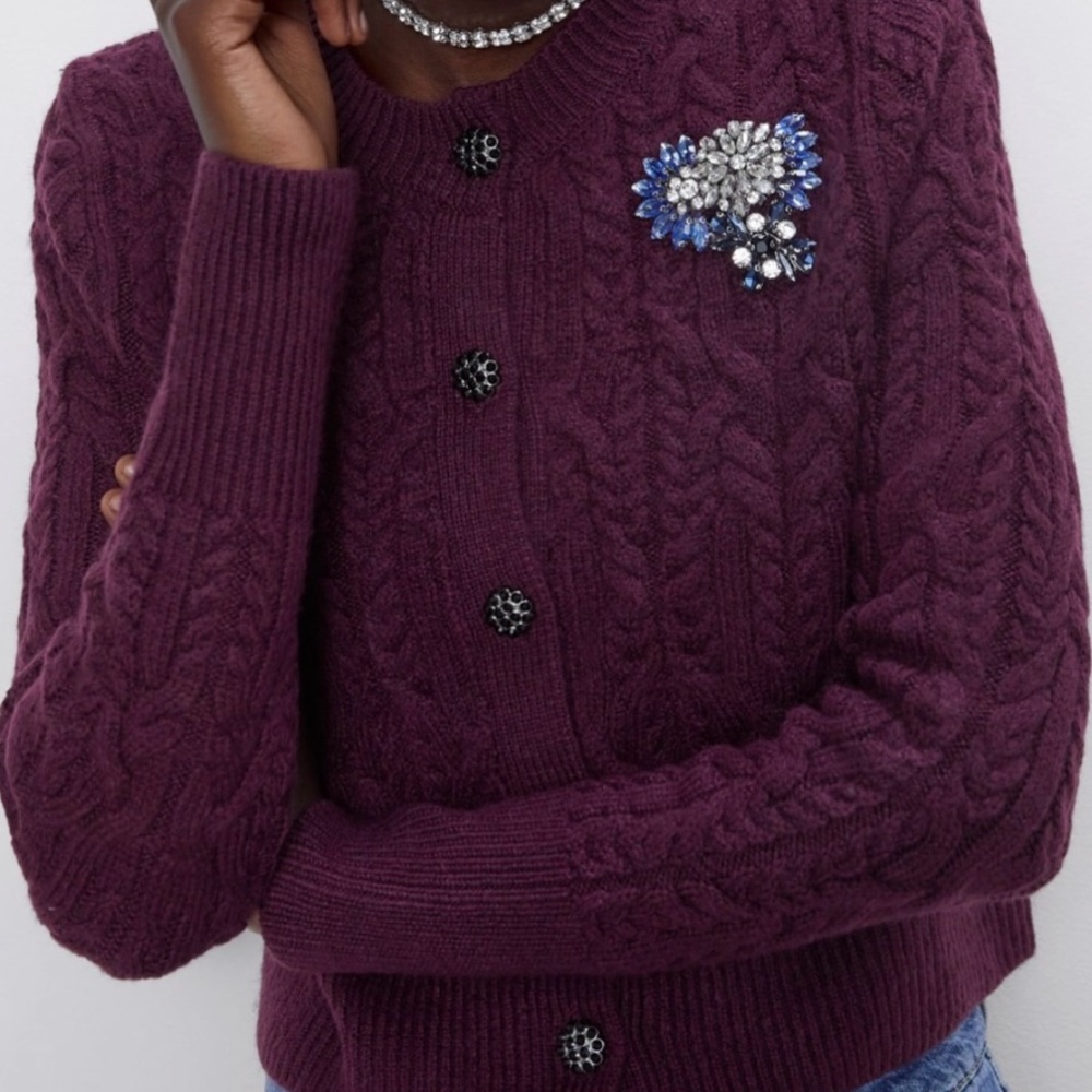 Zara Purple Cable Knit Sweater - Picture 2 of 8